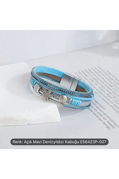 Accessories Hei Blue Stone Silver Color Charm Anchor Starfish Rope Daily Use Women's Bracelet