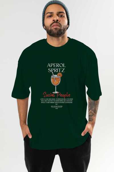 Ankhises Tricou oversize cu imprimeu în față Aperol Spritz Cocktail Bărbați Femei Tricou cu decolteu 100% bumbac
