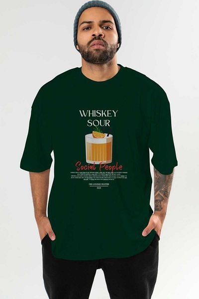 Ankhises Whiskey Sour Cocktail Tricou oversize imprimat în față Bărbați Femei Tricou 100% bumbac cu decolteu
