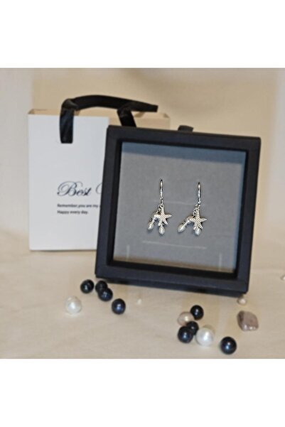 İNCİORA JEWELRY GERÇEK İNCİLİ GÜMÜŞ YILDIZ KÜPE