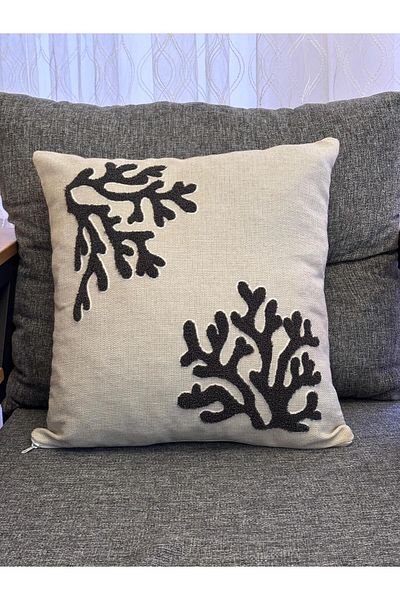Mustgross Husă de pernă din lenjerie brodata cu model Coral 1 bucată - 43x43 cm