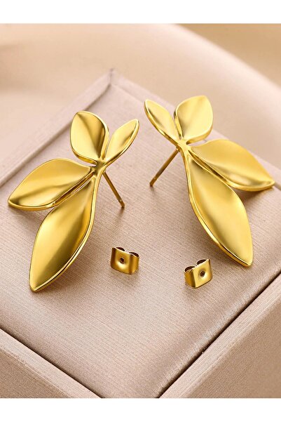 The Collection Tarnish Free Steel 4 Leaf Flower Earrings