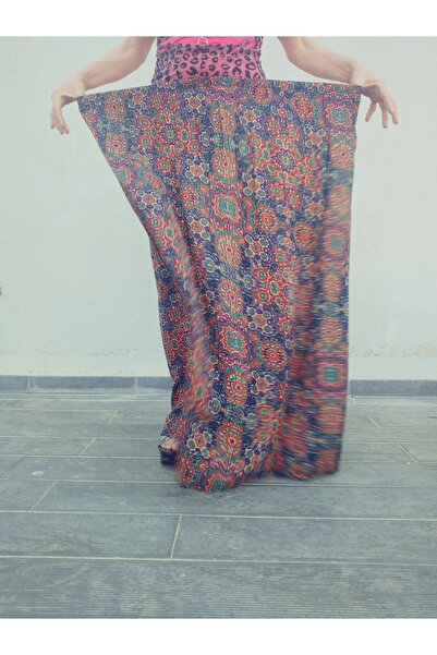 hoaryage Ελαστική μέση Ζωντανή πολύχρωμη μοτίβο βισκόζης ύφασμα μάξι φούστα μεγέθους 38 100 κιλά