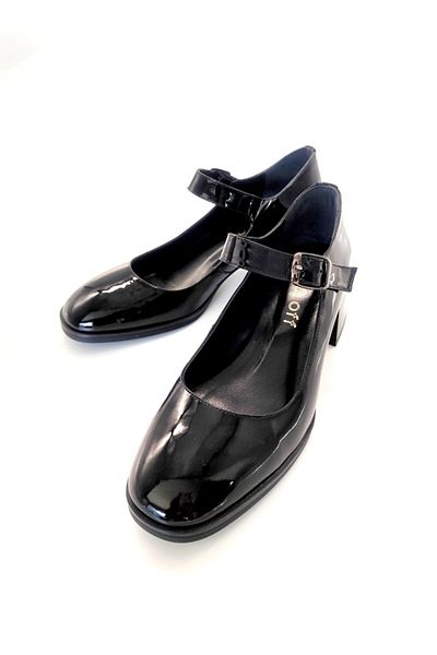 Of&Off Women's Patent Leather Belt Detail Heeled Shoes