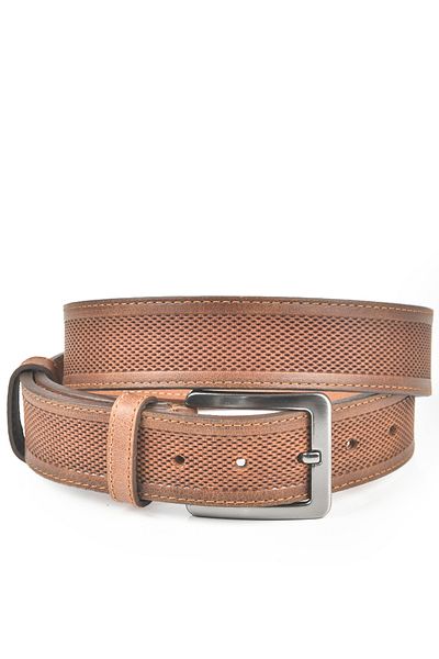 DeepSEA Men's Tan Original Leather Belt 4 cm Width Genuine Leather Sports Belt with Stitched Sides 2502651