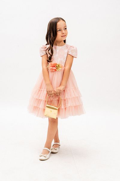 Eray Kids Girl's Dress with Bag Gift Lace Tulle Evening Dress with Layered Skirt Model 5-8 Years