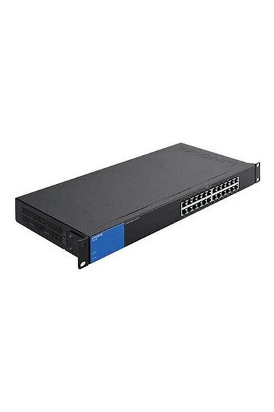 Linksys مفتاح 24 منفذ 10-100-1000 ميجابت في الثانية غير مُدار مثبت على الرف أسود