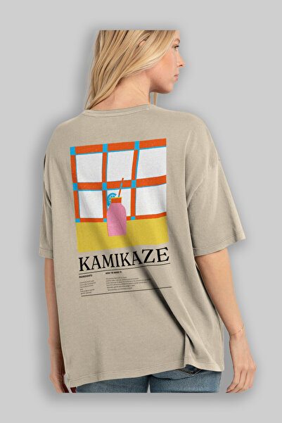 Ankhises Kamikaze Cocktail Series Back Printed Oversize T-shirt Ανδρικό Γυναικείο 100% βαμβακερό μπλουζάκι με λαιμόκοψη