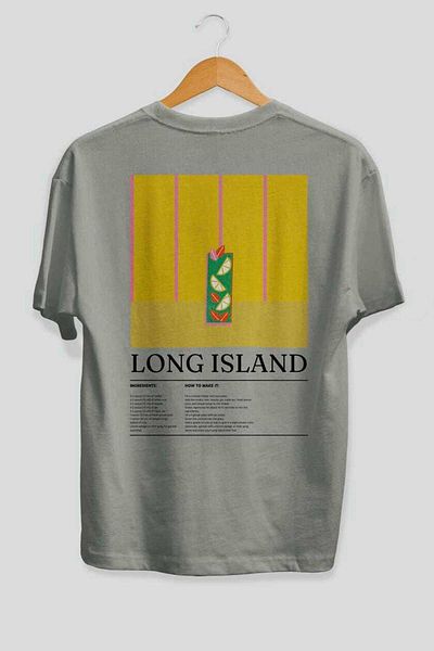 Ankhises Tricou oversize cu imprimeu pe spate din seria Long Island Cocktail Bărbați Femei Tricou cu decolteu 100% bumbac