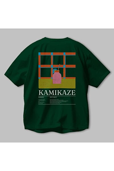 Ankhises Kamikaze Cocktail Series Back Printed Oversize T-Shirt Men Women 100% Cotton Crew Neck Tshirt