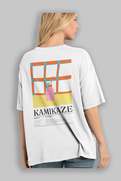 Ankhises Kamikaze Cocktail Series Back Printed Oversize T-shirt Ανδρικό Γυναικείο 100% βαμβακερό μπλουζάκι με λαιμόκοψη