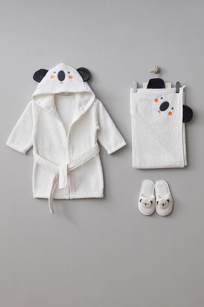 Bebitof My Baby Kumsal 100% Cotton 0 - 24 Months Bathrobe Set Koala Pattern in Box 30047