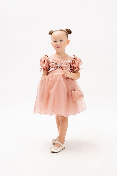 Eray Kids Rochie pentru fete Geantă Cadou Rochie de seară prințesă pufoasă Rochie din tul cu mâneci balon Set cu geantă 2-5 ani