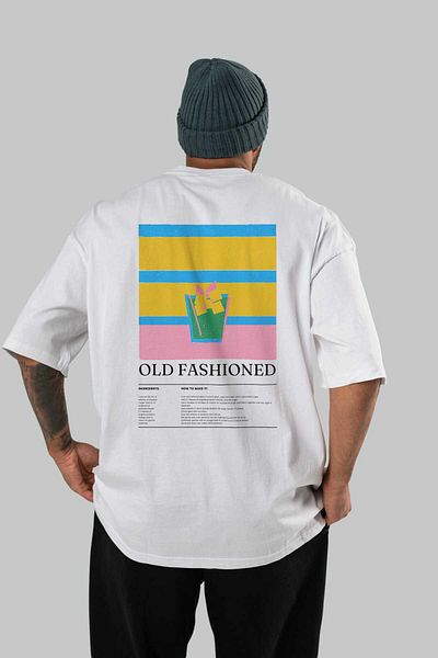 Ankhises Old Fashioned Cocktail Back Printed Oversize T-Shirt Men Women Cotton Crewneck Tshirt