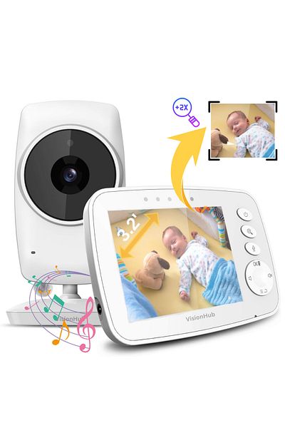 VisionHub Baby Monitor, VisionHub®, Wireless Video and Audio Monitoring System, 300 m Range, 3.2 inch Screen
