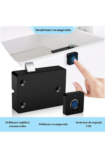 VisionHub Smart keyless fingerprint lock, VisionHub®, for lockers, cabinets, drawers, furniture, rechargeable