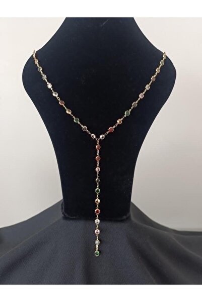 MutluBiDünya Renkli Taşlı Y Kolye