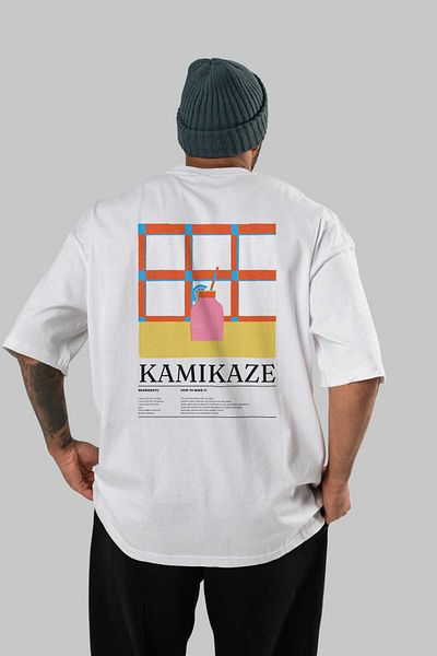 Ankhises Kamikaze Cocktail Series Back Printed Oversize T-Shirt Men Women 100% Cotton Crew Neck Tshirt