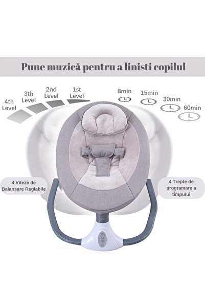 VisionHub Multifunctional Electric Baby Swing, Bluetooth Connection, Remote Control, 4-Speed,Toys and Melodies