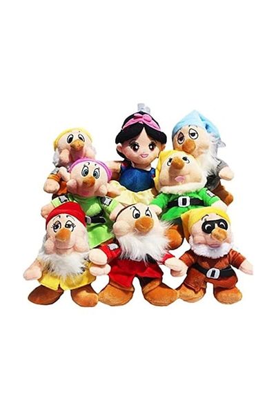 OEM Set de jucării de pluș, Albă ca Zăpada cu cei 7 pitici, multicolor, 21 cm