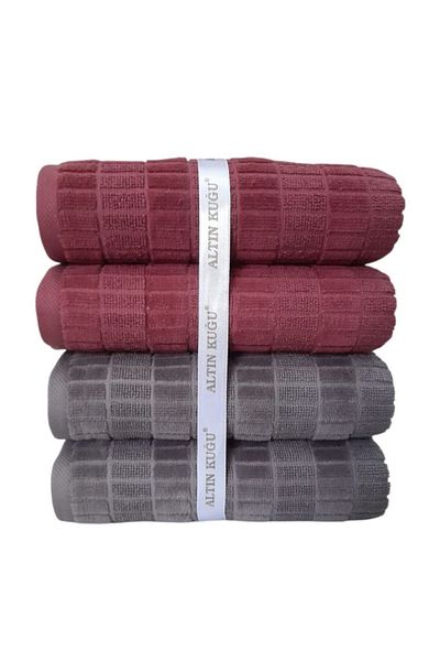 Özdilek Land Towel 4 Pieces-P.Pink K.Grey