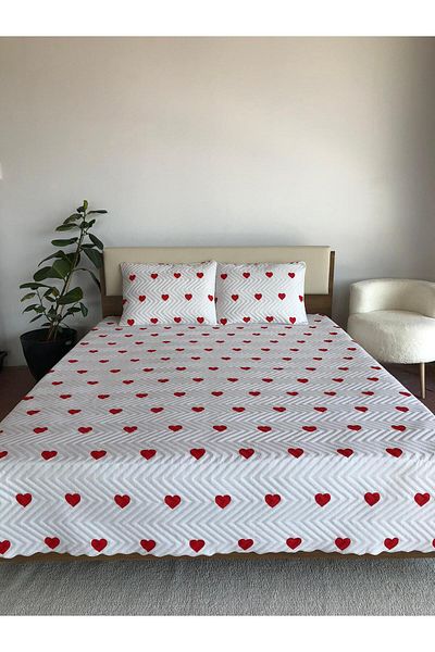 Bikaya Home Heart Single 2 Piece Bedspread Set - 160X240 cm (with Pvc Bag)