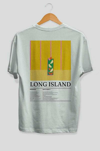 Ankhises Long Island Cocktail Series Back Printed Oversize T-Shirt Men Women 100% Cotton Crew Neck Tshirt