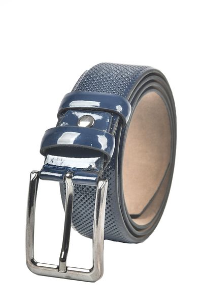 DeepSEA Men's Navy Blue Classic Shiny Faux Leather Belt 3.5 cm Laser Engraved Faux Leather Belt 2502653