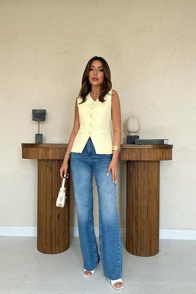 modamtn Buttoned Vest with Yellow Waist Detail