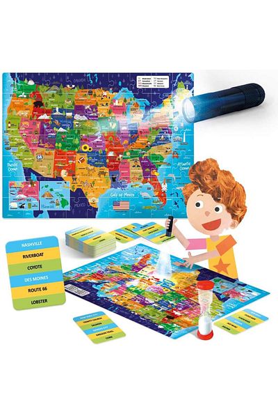 Headu - Joc Stem Explorati Statele Unite Ale Americii Cu Lanterna Inclusa 5-10 Ani