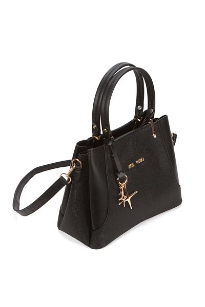 Adelina Bags Γυναικεία τσάντα χεριών και ώμου με μαύρη λεπτομέρεια γοητείας