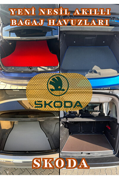 FlexMatt Skoda Oktavıa (2013 2019) Yeni Nesil Eva Akıllı Bagaj Havuzu / BORDO
