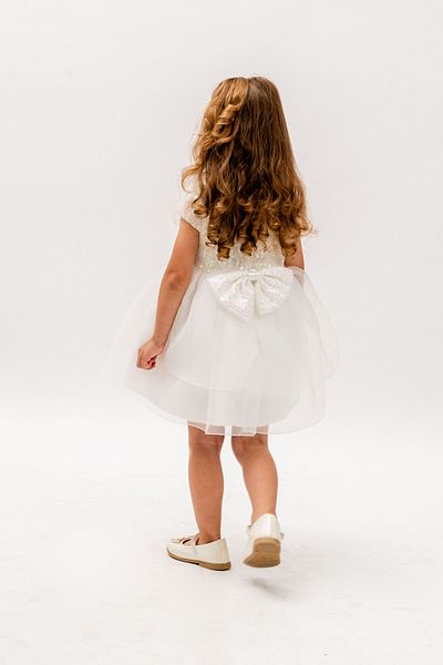Eray Kids Girls' Dress Tulle Dress with Bow Fluffy Short Sleeve Party Evening Dress 9-24 Months