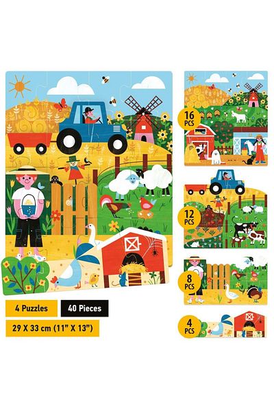 Headu - Farm Adventure Stacking Puzzles For Children Over 3 Years Old