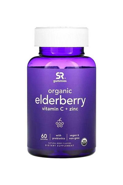 Sports Research Organic Elderberry, Vitamin C + Zinc, Immune Support & Skin Health Gummies, 60 Gummies