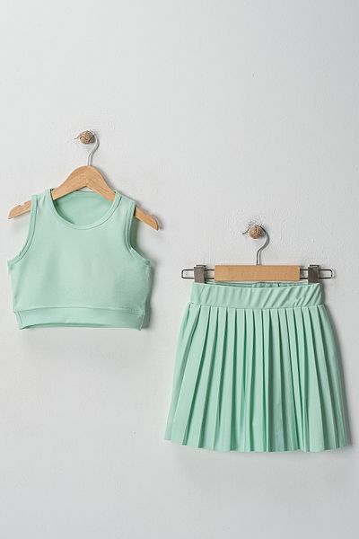 FURYATEX Children's Tennis Skirt Crop Suit Tennis Skirt Tennis Crop Sea Pool Swimsuit