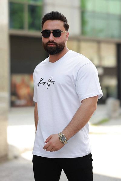 STOCX Keep Going Oversized Men's T-Shirt with Text and Graphic Detail
