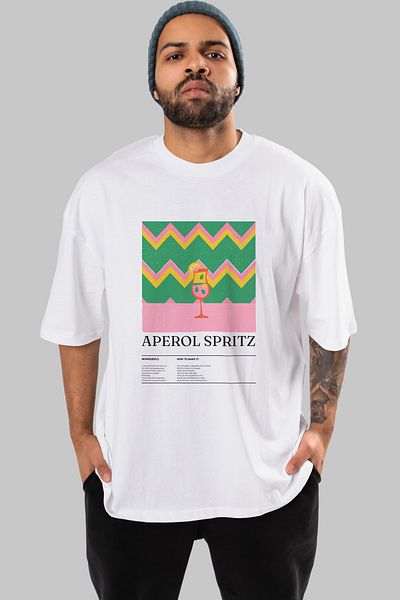 Ankhises Aperol Spritz Cocktail Front Printed Oversize T-Shirt Men Women Cotton Crewneck Tshirt