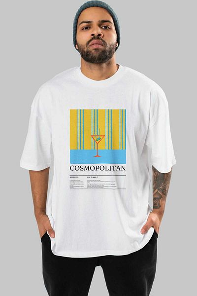 Ankhises Cosmopolitan Cocktail Front Printed Oversize T-Shirt Men Women Cotton Crewneck Tshirt