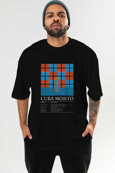 Ankhises تي شيرت كوبي موهيتو كوكتيل مطبوع مسبقًا كبير الحجم للرجال والنساء من القطن برقبة دائرية