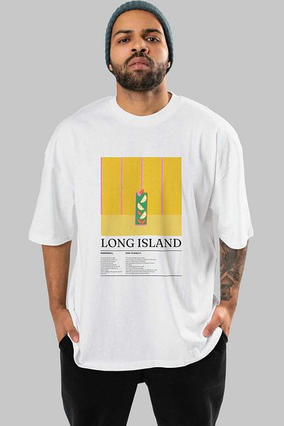 Ankhises Long Island Cocktail Front Printed Oversize T-Shirt Men Women Cotton Crewneck Tshirt