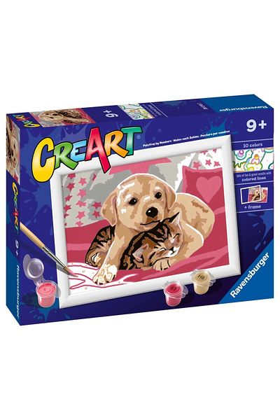 RAVENSBURGER - Create Painting By Numbers For Kids Puppy And Kitten On Blanket