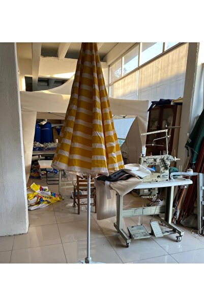 Şemsiyecim sarı beyaz plaj deniz bahçe balkon şemsiye bidon HARİÇ