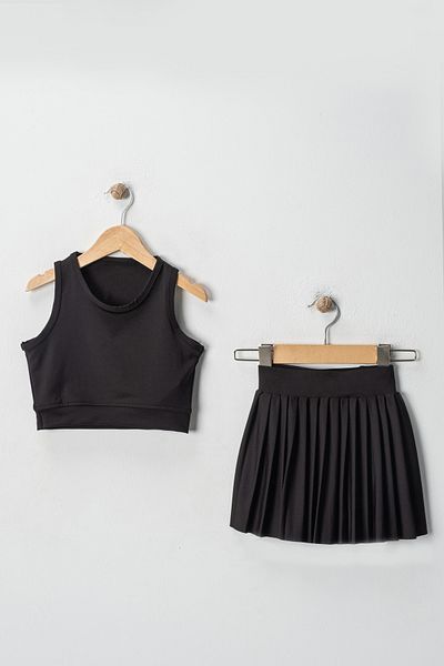 FURYATEX Children's Tennis Skirt Crop Suit Tennis Skirt Tennis Crop Sea Pool Swimsuit
