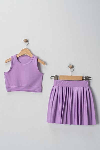 FURYATEX Children's Tennis Skirt Crop Suit Tennis Skirt Tennis Crop Sea Pool Swimsuit