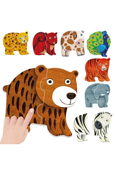 Headu - Tactile Animal Outline Puzzle With Large Pieces 2-4 Years