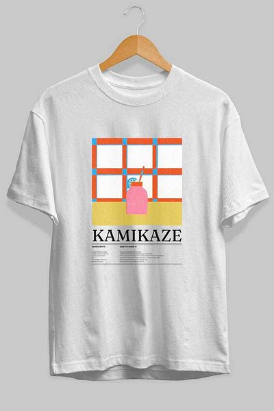 Ankhises Kamikaze Cocktail Front Printed Oversize T-Shirt Men Women Cotton Crewneck Tshirt