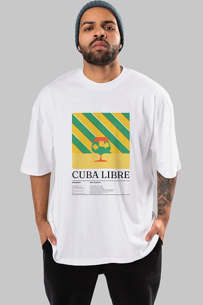 Ankhises Cuba Libre Cocktail Front Printed Oversize T-Shirt Men Women Cotton Crewneck Tshirt