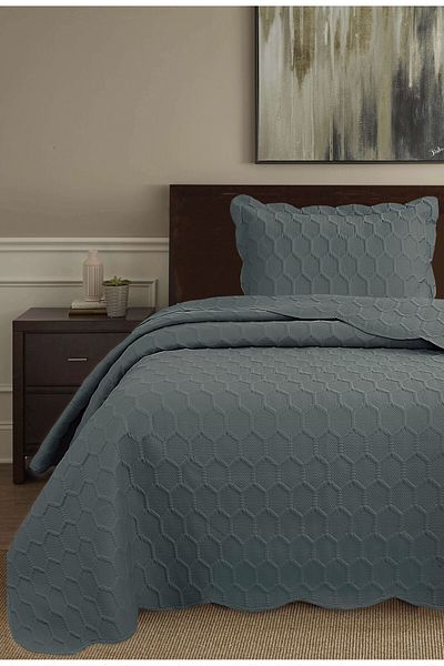 Bikaya Home Honey Comb 3D Single Bedspread Set (2 Pieces) - 180X240 cm - with Pvc Bag