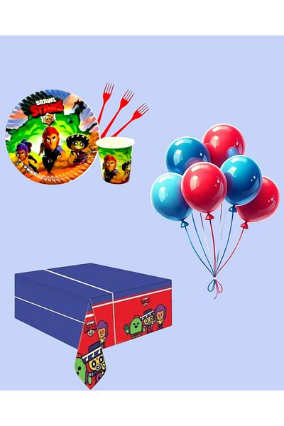 Evabrite Brawl Stars Birthday Party Set - Boy's Birthday Party Decorations for 32 People